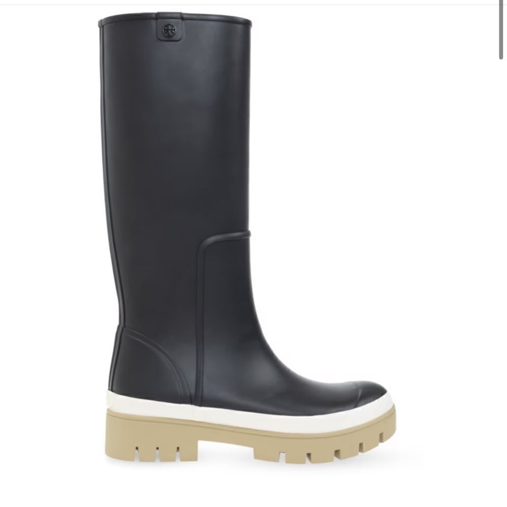 Tory Burch, Hurricane Tall Rain Boot, Black, Rubber Boot Size 8, New NWB